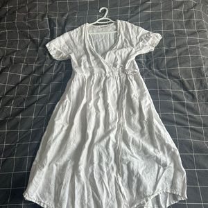 Bees and Bones linen hawthorne wrap dress